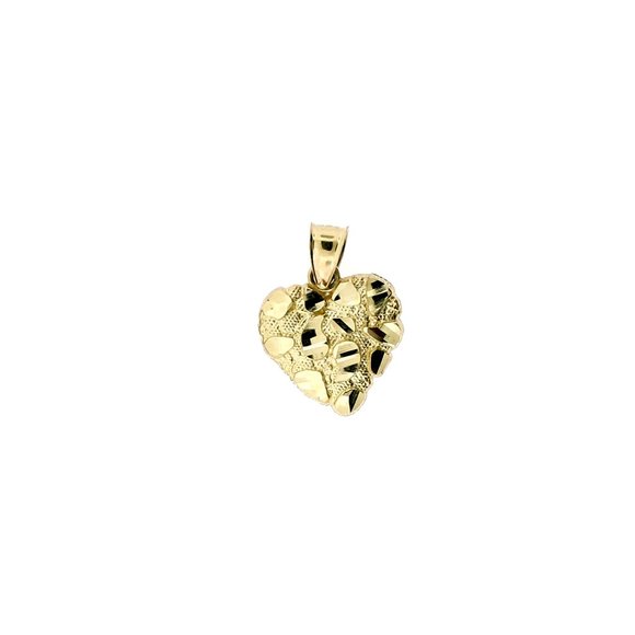 10K Real Gold Rope Chain and Nugget Heart Charm Pendant Set - Picture 6 of 11